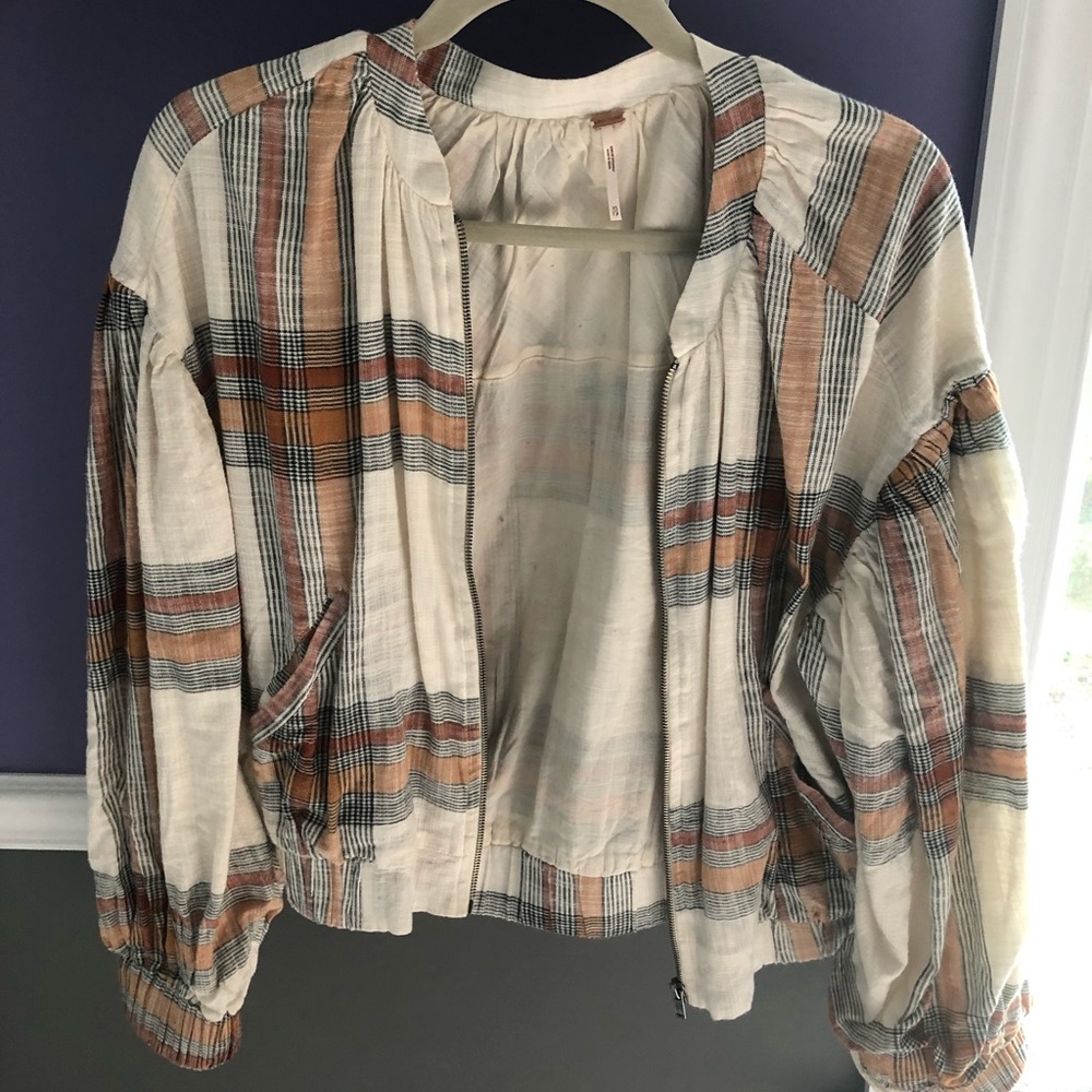 Free People Plaid Bomber Jacket